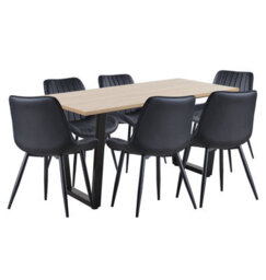 Hallowood Furniture Dudley Dinning Table 1.5M With 6 Black Bonded Leather Chairs - thumbnail 8