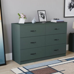 Lassic Vida Designs Riano Green 6 Drawer Chest Of Drawers (H) 800mm X (W) 1100mm X (D) 400mm - thumbnail 1
