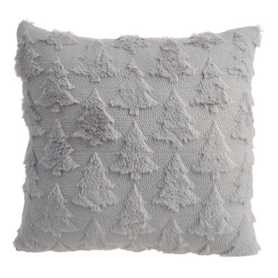 Thehotsale Christmas Tree Patten Cozy Soft Plush Throw Pillow Cushion Cover Without Insert 45Cm W X 45Cm D Grey - image 1