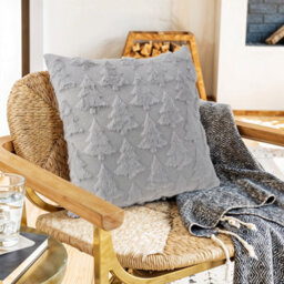 Thehotsale Christmas Tree Patten Cozy Soft Plush Throw Pillow Cushion Cover Without Insert 45Cm W X 45Cm D Grey - thumbnail 4