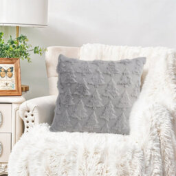 Thehotsale Christmas Tree Patten Cozy Soft Plush Throw Pillow Cushion Cover Without Insert 45Cm W X 45Cm D Grey - thumbnail 2