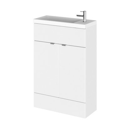 Hudson Reed Fusion Floor Standing 2 Door Vanity Unit & Polymarble Basin Compact, Bathroom Sink Vanity Unit, 600mm - image 1