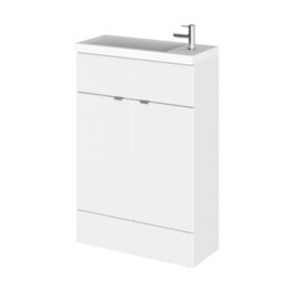 Hudson Reed Fusion Floor Standing 2 Door Vanity Unit & Polymarble Basin Compact, Bathroom Sink Vanity Unit, 600mm - thumbnail 4