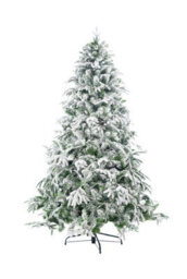 Shatchi 7Ft Pre-Lit Snow Flocked Artificial Christmas Tree Lapland With Cool White Led Lights Snowy Bushy Hinged Branches