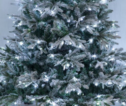 Shatchi 7Ft Pre-Lit Snow Flocked Artificial Christmas Tree Lapland With Cool White Led Lights Snowy Bushy Hinged Branches - thumbnail 6