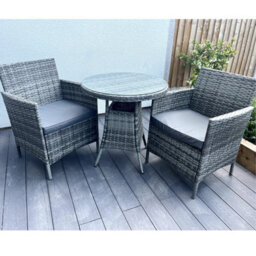 Outdoor Living (NW) Ltd Wicker Rattan Natural Bistro Set With Outdoor Cushion - thumbnail 4