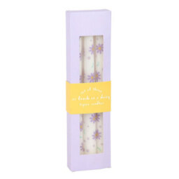Something Different Daisy Taper Candle (Pack Of 3) Purple/white (One Size) - thumbnail 3