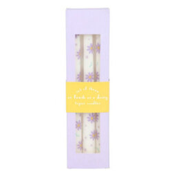 Something Different Daisy Taper Candle (Pack Of 3) Purple/white (One Size) - thumbnail 4