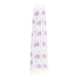 Something Different Daisy Taper Candle (Pack Of 3) Purple/white (One Size)