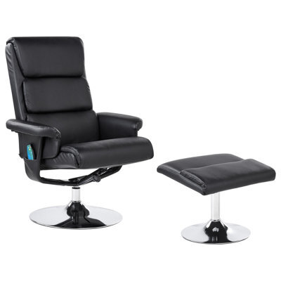Beliani Massage Chair Legend With Footstool Faux Leather Black - image 1