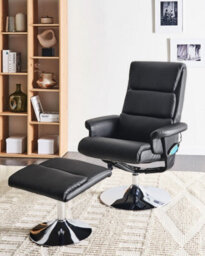 Beliani Massage Chair Legend With Footstool Faux Leather Black - thumbnail 2