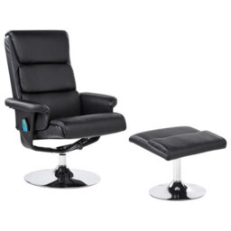Beliani Massage Chair Legend With Footstool Faux Leather Black - thumbnail 1
