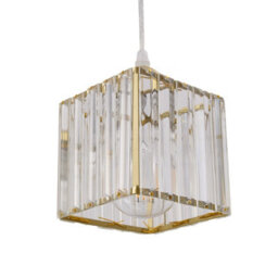 Thehotsale 3-Light Gold Height Adjustable Crystal Rectangular Lampshades Ceiling Pendant Light Chandelier - thumbnail 6