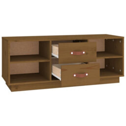 Berkfield Tv Cabinet Honey Brown 100X34X40 Cm Solid Wood Pine - thumbnail 7