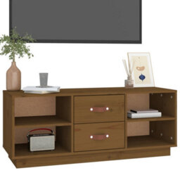 Berkfield Tv Cabinet Honey Brown 100X34X40 Cm Solid Wood Pine - thumbnail 4