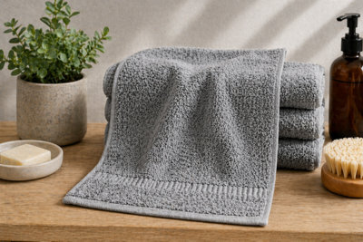 Bellissimo Home Grey Cotton Wash Cloth 4 Pack. Heavyweight Luxury Face Cloth - image 1