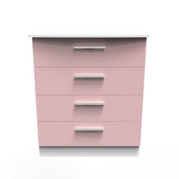 Harrow 4 Drawer Chest In Kobe Pink & White (Ready Assembled)