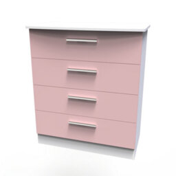 Harrow 4 Drawer Chest In Kobe Pink & White (Ready Assembled) - thumbnail 3