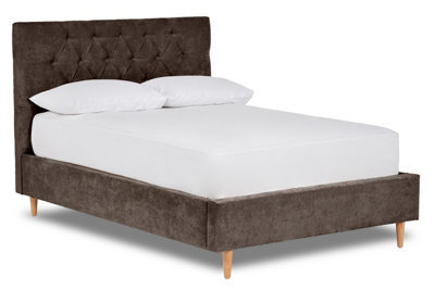 Divan Base Direct Solstice Modern Tall Chesterfield Fabric Bed Base Only 6Ft Super King- Brecon Gun Metal