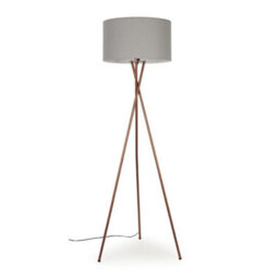 Valuelights Camden Copper Tripod Floor Lamp With Grey Drum Shade And Bulb - thumbnail 3