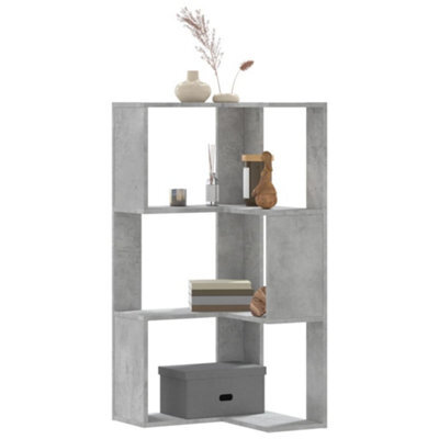 Walplus Corner Bookcase 3-Tier Concrete Grey 50X50X102 Cm Engineered Wood - image 1