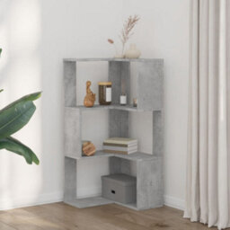 Walplus Corner Bookcase 3-Tier Concrete Grey 50X50X102 Cm Engineered Wood - thumbnail 3