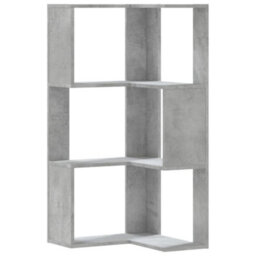 Walplus Corner Bookcase 3-Tier Concrete Grey 50X50X102 Cm Engineered Wood - thumbnail 2