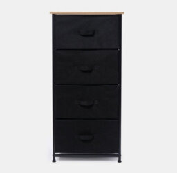 OHS Fabric Cabinet Bedside 4 Drawers Storage Unit Clothes Home Organiser, Black - thumbnail 5