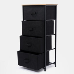 OHS Fabric Cabinet Bedside 4 Drawers Storage Unit Clothes Home Organiser, Black - thumbnail 7