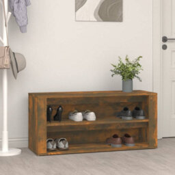 Vidaxl Shoe Rack Smoked Oak 100X35X45 Cm Engineered Wood - thumbnail 1
