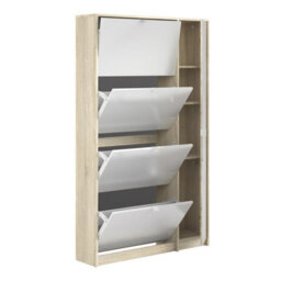 Furniture To Go Shoe Cabinet W. 4 Tilting Doors And 2 Layers +  1 Mirror Door - thumbnail 4
