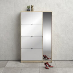 Furniture To Go Shoe Cabinet W. 4 Tilting Doors And 2 Layers +  1 Mirror Door - thumbnail 5
