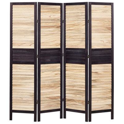 Beliani 4 Panel Room Divider Brennerbad Brown/ Black 164 Cm 170 Cm - image 1