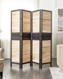 Beliani 4 Panel Room Divider Brennerbad Brown/ Black 164 Cm 170 Cm - thumbnail 2