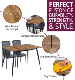 Hallowood Furniture Cullompton Large Extending Dining Table (120 To 180Cm) With 4 Black Faux Leather High Back Chairs - thumbnail 2