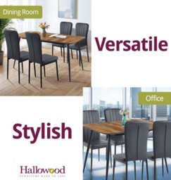 Hallowood Furniture Cullompton Large Extending Dining Table (120 To 180Cm) With 4 Black Faux Leather High Back Chairs - thumbnail 6