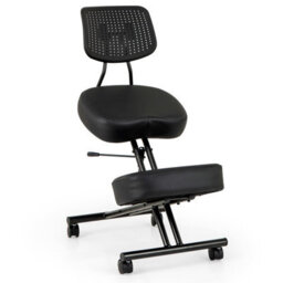 Costway Ergonomic Kneeling Chair Posture Correction Stool W/ Back Support-Black - thumbnail 2