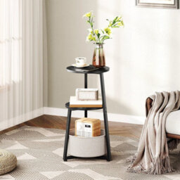 Side Table Bedside Table Accent Sofa Side Table End Table 30 X 30 X 67 Cm Black - thumbnail 3
