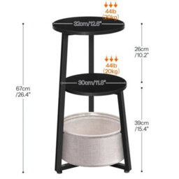 Side Table Bedside Table Accent Sofa Side Table End Table 30 X 30 X 67 Cm Black - thumbnail 2