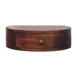 Artisan Furniture Solid Wood Honey Caramel Wall Mounted Rounded Bedside, 1 Drawer, Dark Brown - thumbnail 2