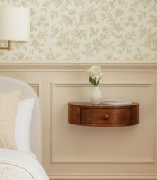 Artisan Furniture Solid Wood Honey Caramel Wall Mounted Rounded Bedside, 1 Drawer, Dark Brown - thumbnail 1