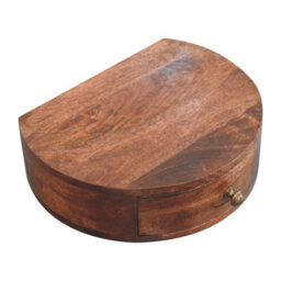 Artisan Furniture Solid Wood Honey Caramel Wall Mounted Rounded Bedside, 1 Drawer, Dark Brown - thumbnail 6