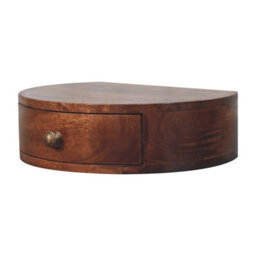 Artisan Furniture Solid Wood Honey Caramel Wall Mounted Rounded Bedside, 1 Drawer, Dark Brown - thumbnail 3