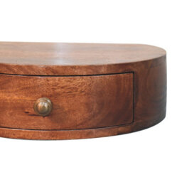 Artisan Furniture Solid Wood Honey Caramel Wall Mounted Rounded Bedside, 1 Drawer, Dark Brown - thumbnail 5