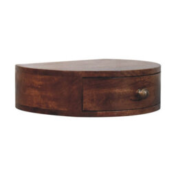 Artisan Furniture Solid Wood Honey Caramel Wall Mounted Rounded Bedside, 1 Drawer, Dark Brown - thumbnail 4