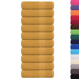 Berkfield Durable Bath Towels 10 Pcs Gold 100X150 Cm 360 Gsm 100% Cotton