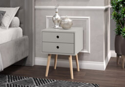 Core Products Scandia 2 Drawer Grey Bedside Cabinet, Painted Finish, Tapered Legs - thumbnail 6