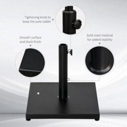 Outsunny 18Kg Heavy Duty Steel Parasol Base Square Umbrella Base Stand Black - thumbnail 4