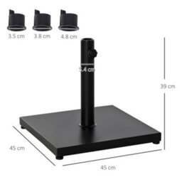 Outsunny 18Kg Heavy Duty Steel Parasol Base Square Umbrella Base Stand Black - thumbnail 3