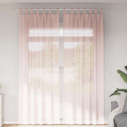Berkfield Voile Curtains With Loops 2 Pcs Light Pink 140X260 Cm - thumbnail 1